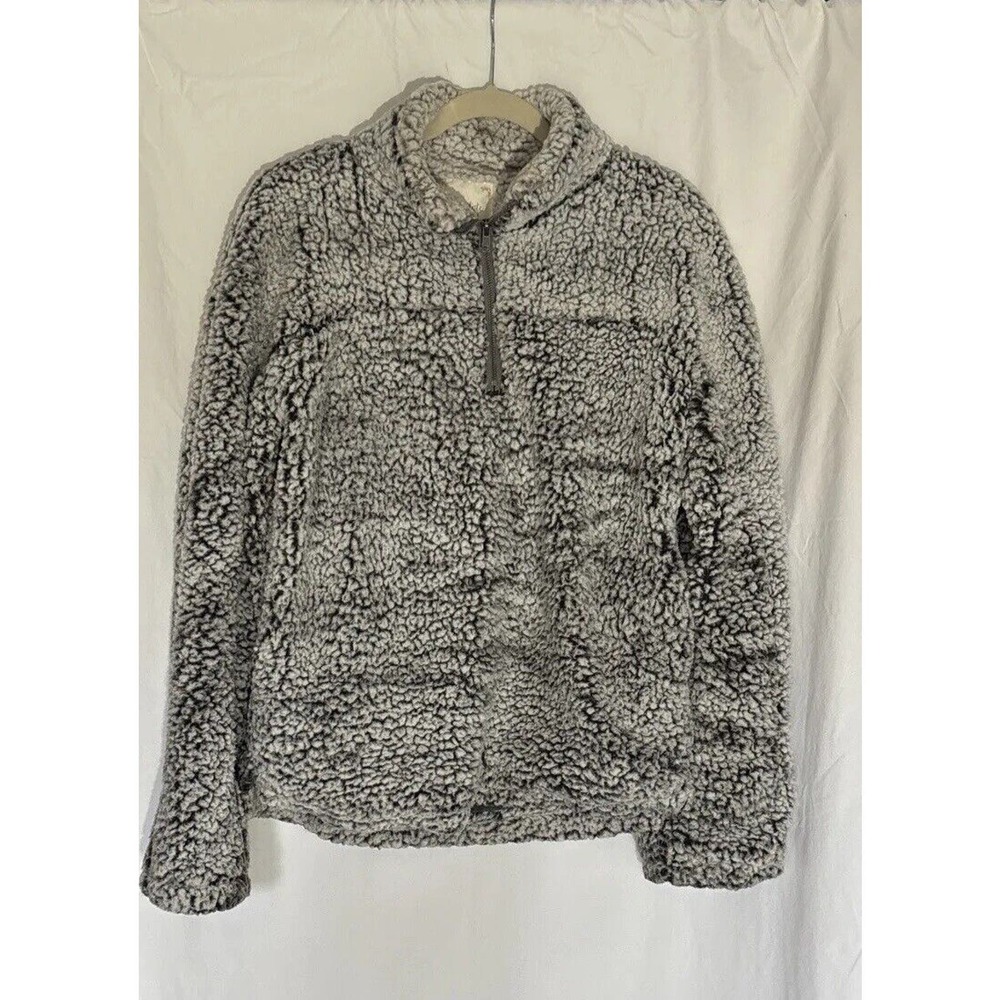 Altar’d State Wubby Teddy Sherpa Quarter Zip Pullover Jacket Gray Small EUC‎